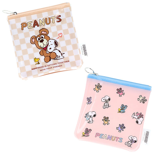 スヌーピー フラットスクエアポーチ (Snoopy＆CuddlyBears)