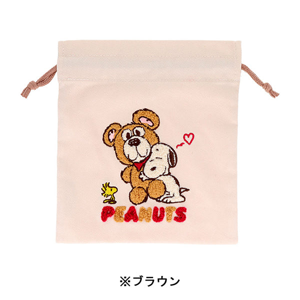 スヌーピー サガラ刺繍巾着 (Snoopy＆CuddlyBears)