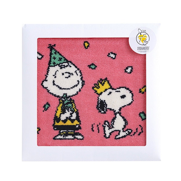 スヌーピー シェニール織ミニタオル (75th Party)