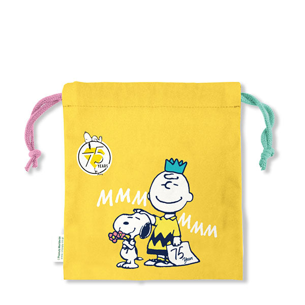スヌーピー 巾着 (イエロー／HAPPINESS IS 75YEARS OF PEANUTS)