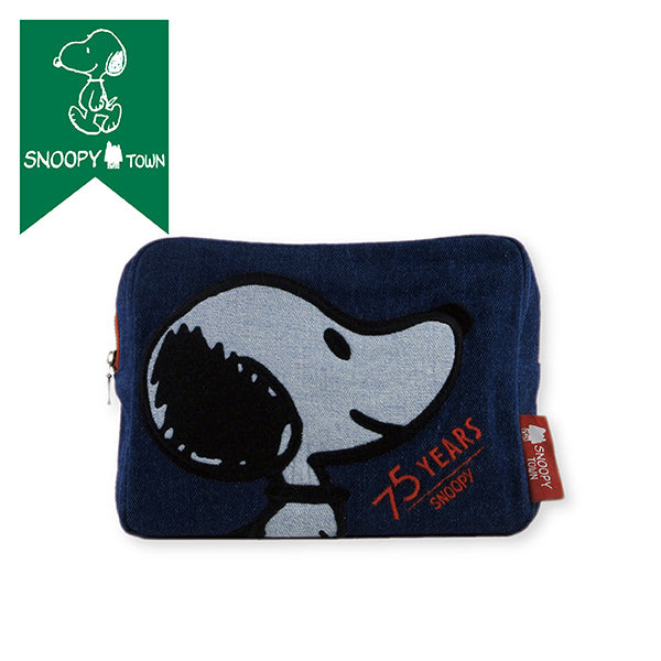 スヌーピー デニムパッチワークポーチ (PEANUTS75周年)