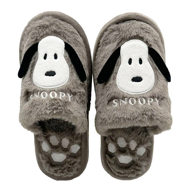 スヌーピー フェイス外縫い スリッパ (グレー)