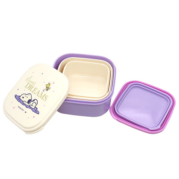 スヌーピー シールランチボックス 3個セット (リラックスナイト)