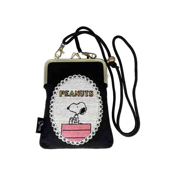 スヌーピー ゴブラン織 マルチショルダーポーチ がま口 (フレーム