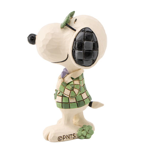 PEANUTS JIM SHORE ミニフィギュア Snoopy in Plaid with Shamrock Glasses
