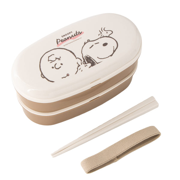 スヌーピー 楕円レンジ2段ランチボックス (ぎゅっとよりあう)