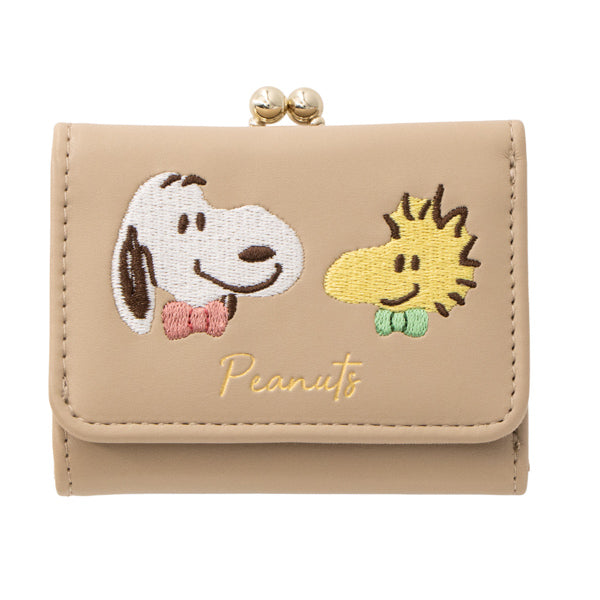 スヌーピー 三つ折り財布 (ベージュ)