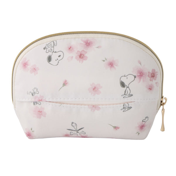スヌーピー ラウンドティッシュポーチ (ホワイト／ふんわりさくらシリーズ)