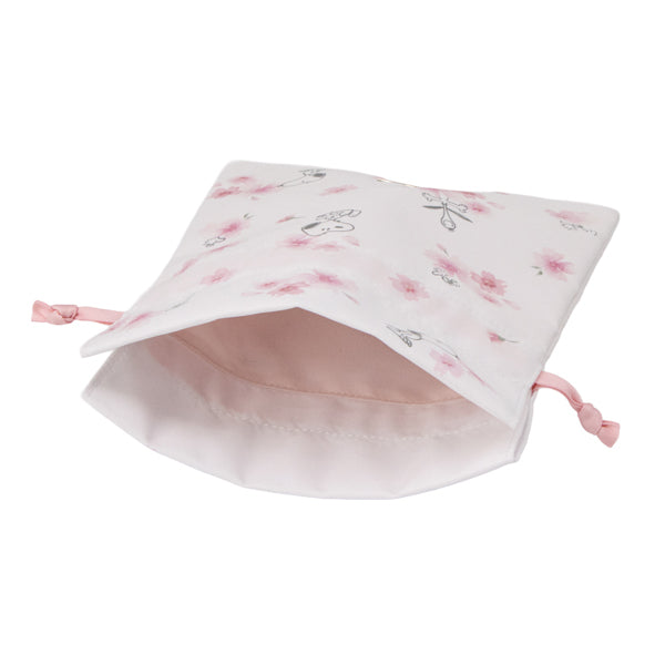 スヌーピー 巾着 (ホワイト／ふんわりさくらシリーズ)