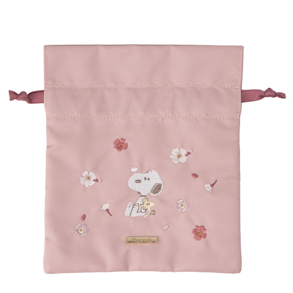 スヌーピー 巾着 (ピンク／ふんわりさくらシリーズ)
