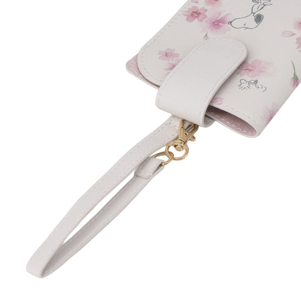 スヌーピー ストラップ付きメガネケース (ホワイト／ふんわりさくらシリーズ)