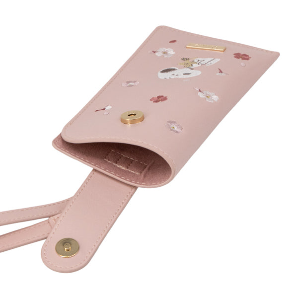 スヌーピー ストラップ付きメガネケース (ピンク／ふんわりさくらシリーズ)