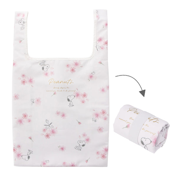 スヌーピー エコバッグM (ホワイト／ふんわりさくらシリーズ)
