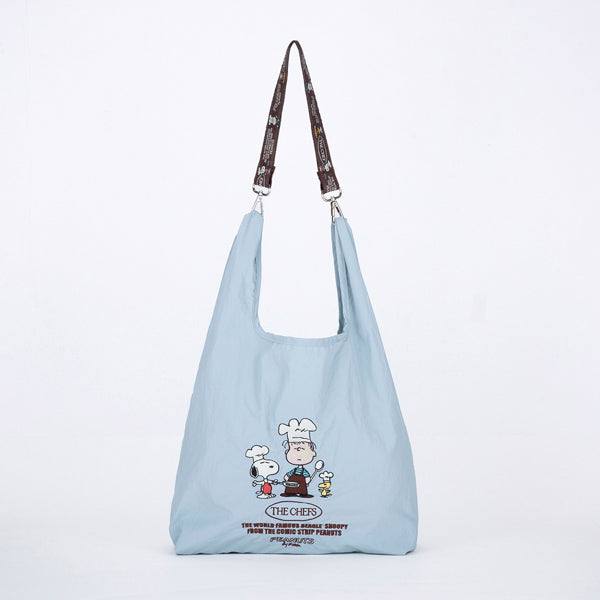 スヌーピー ストラップ付きショッパーバッグ (SAX)