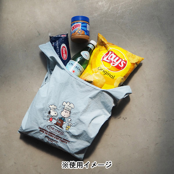 スヌーピー ストラップ付きショッパーバッグ (SAX)