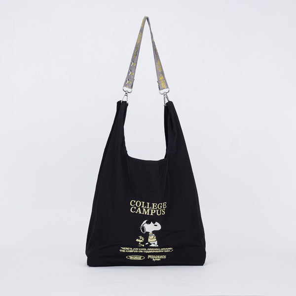 スヌーピー ストラップ付きショッパーバッグ (BLACK)