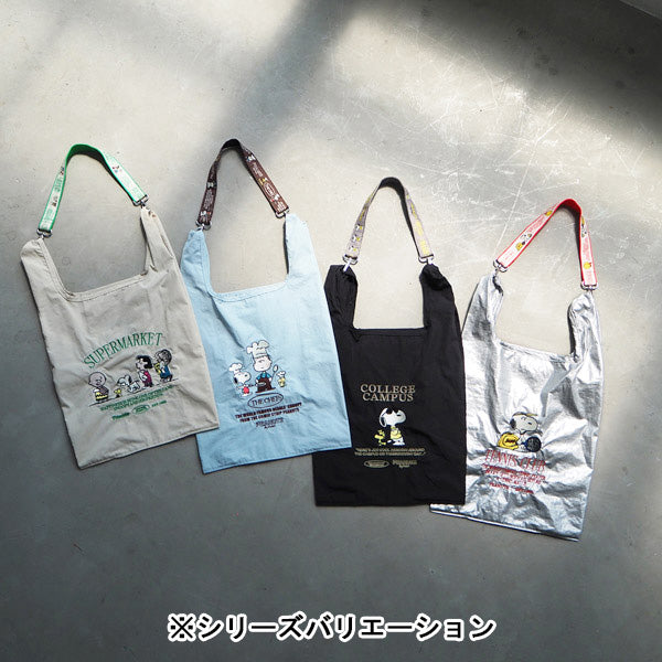 スヌーピー ストラップ付きショッパーバッグ (BLACK)