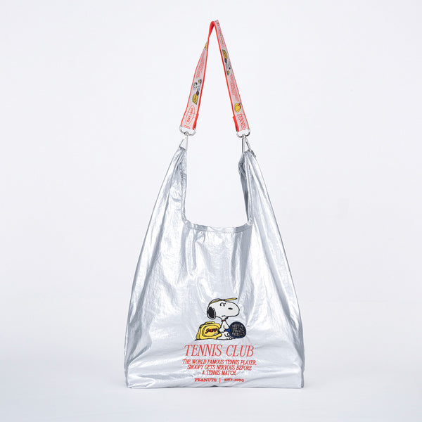 スヌーピー ストラップ付きショッパーバッグ (SILVER)