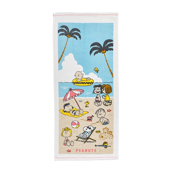 スヌーピー 和ガーゼフェイスタオル (Beach)