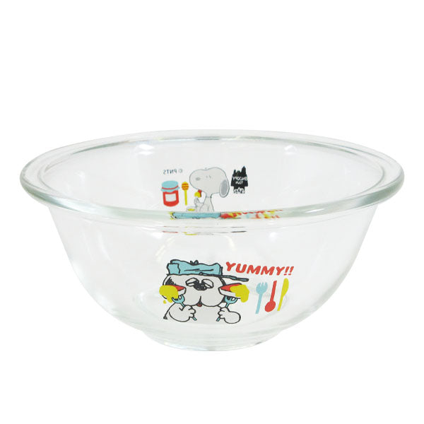 スヌーピー ガラスボウル500ml　(Let’s cook pancakes)