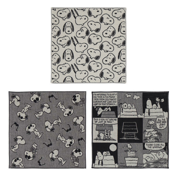 スヌーピー 3重ガーゼハンカチ (モノクロ)