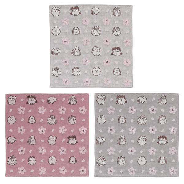 スヌーピー 3重ガーゼハンカチ (桜)