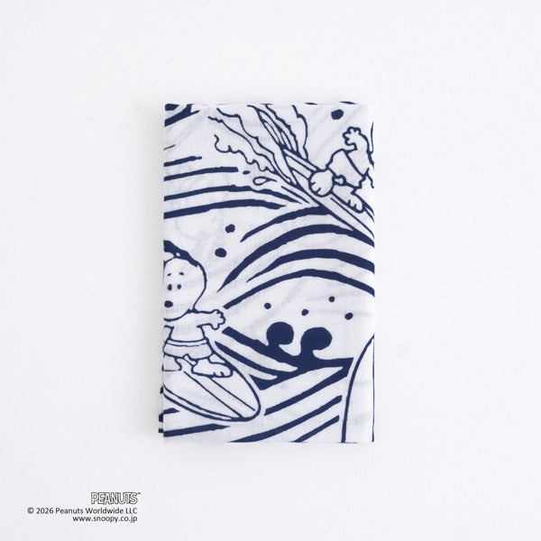 スヌーピー かまわぬ てぬぐい (スヌーピー 大波でサーフィン)