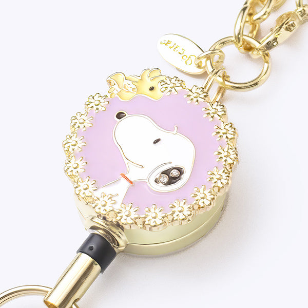 リールキーホルダー・PEANUTS（お花とスヌーピー）