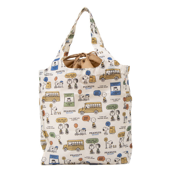 スヌーピー ワイド底板付きエコバッグ (PEANUTS STREET)