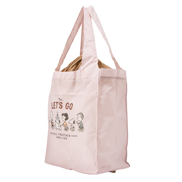 スヌーピー ワイド底板付きエコバッグ (てくてく ピーナッツ)