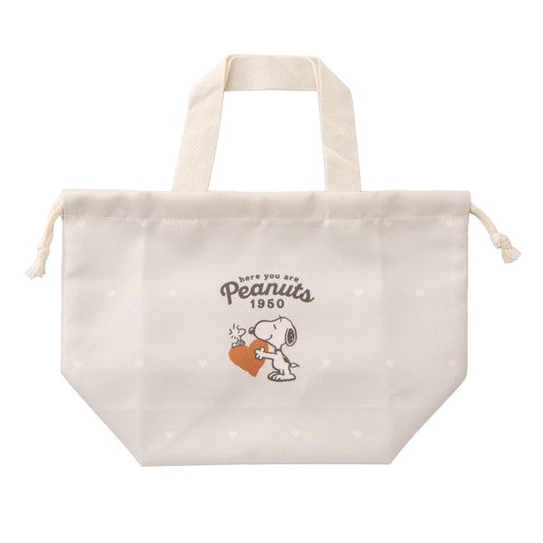 スヌーピー 持ち手付きランチ巾着 (はいどうぞ)