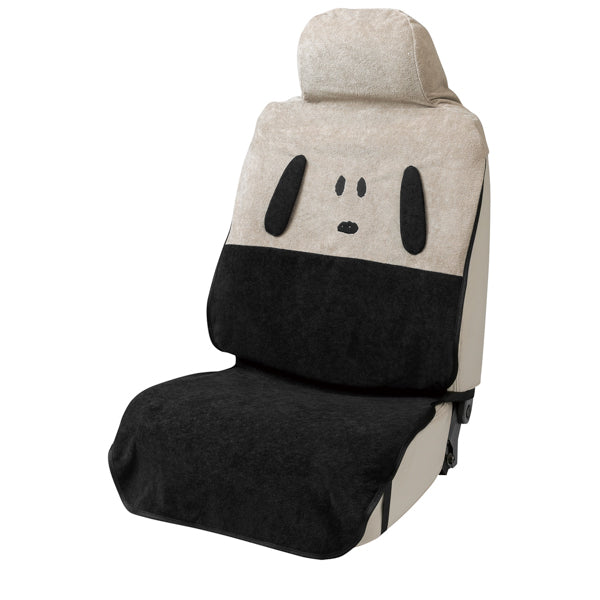 スヌーピー 前席用シートカバー 1枚 (もふもふスヌーピー／グレー)