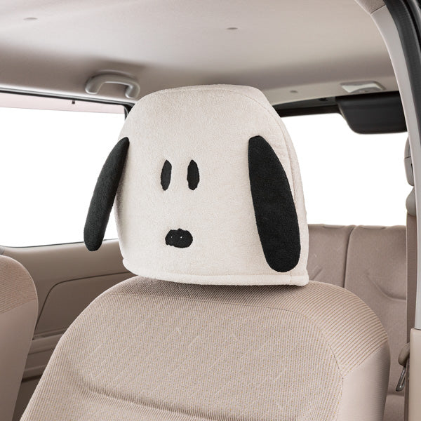 スヌーピー ヘッドレストカバー (もふもふスヌーピー／ホワイト)