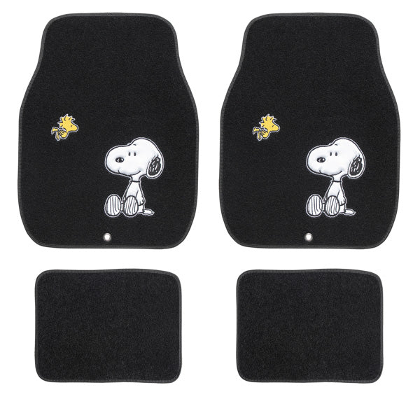 スヌーピー プレーンフロアマット　前席2枚・後席2枚セット (ブラック)