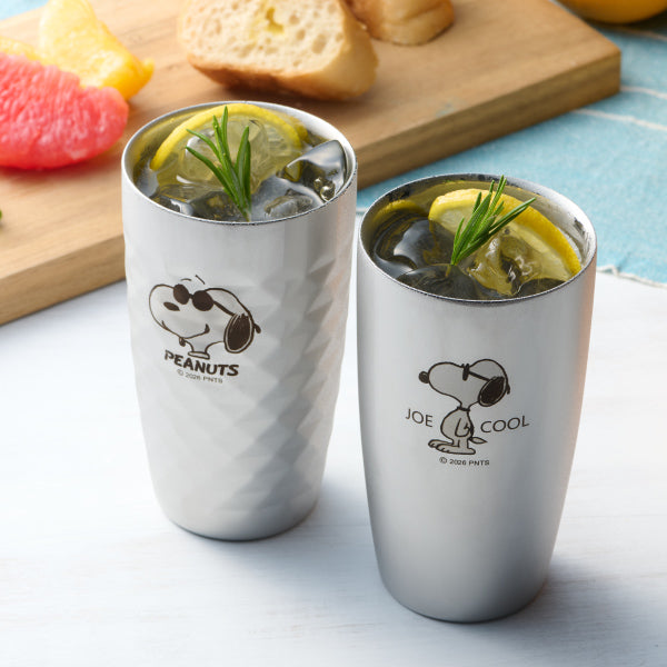 【おかいものSNOOPYオリジナル】ステンレス2重タンブラー＆2重ダイヤモンドカットセット 370ml (ジョー・クール)