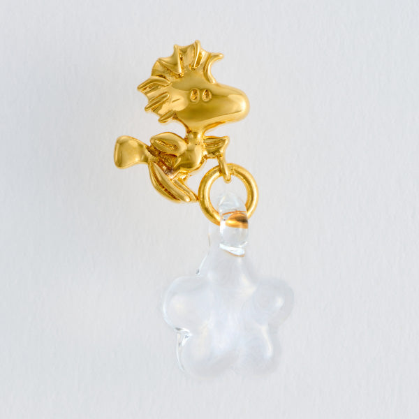 スヌーピー ウッドストック＆揺れるガラスのお花ピアス