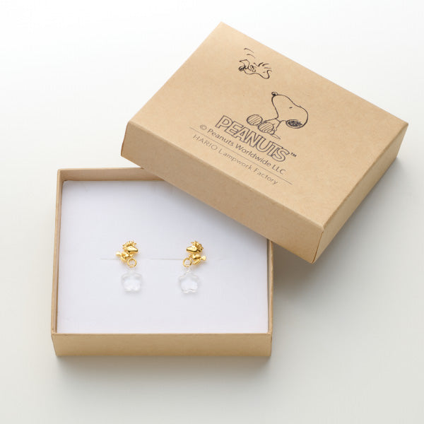スヌーピー ウッドストック＆揺れるガラスのお花ピアス