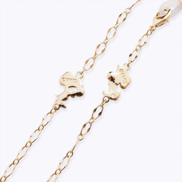 超美品☆Pt950☆キラキラ☆メガネチェーン☆特注品シリコン替え付き ネックレスにもなるメガネチェーン・PEANUTS (キラキラを持つスヌーピー)