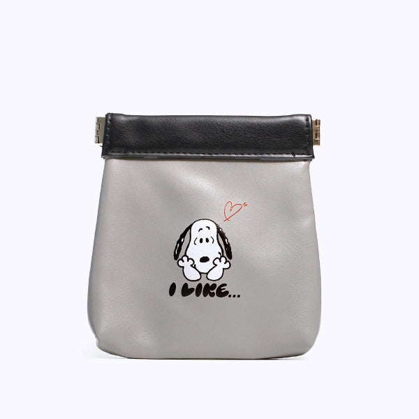 合皮のキャンディポーチ・PEANUTS (I Like/BLK)