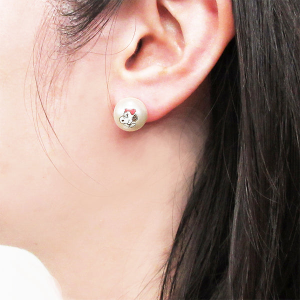 スヌーピー BELLEハートパールピアス