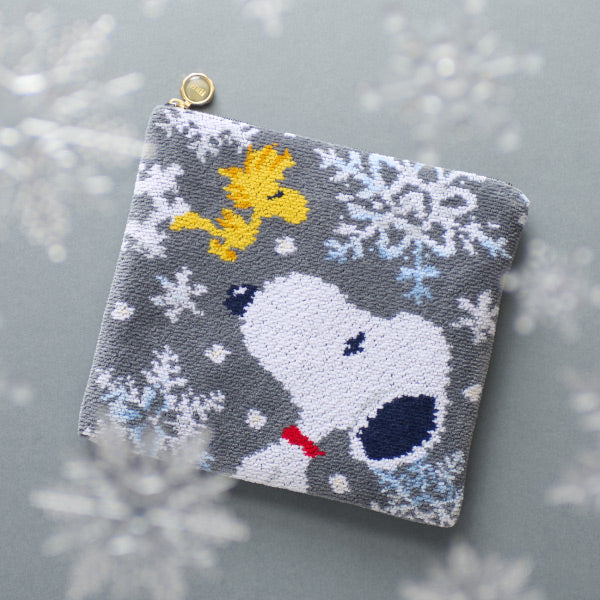 【おかいものSNOOPY限定】※11月6日発売※FEILERフラットポーチ（SNOOPY SNOW CRYSTAL WHITE）